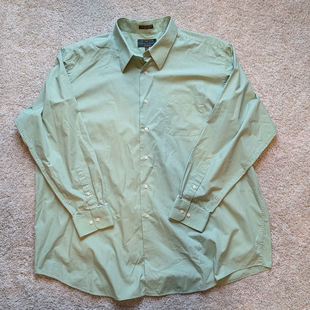 Alexander Julian Button Down Shirt Mens 2X Sage Green Colours Long Sleeve Pocket